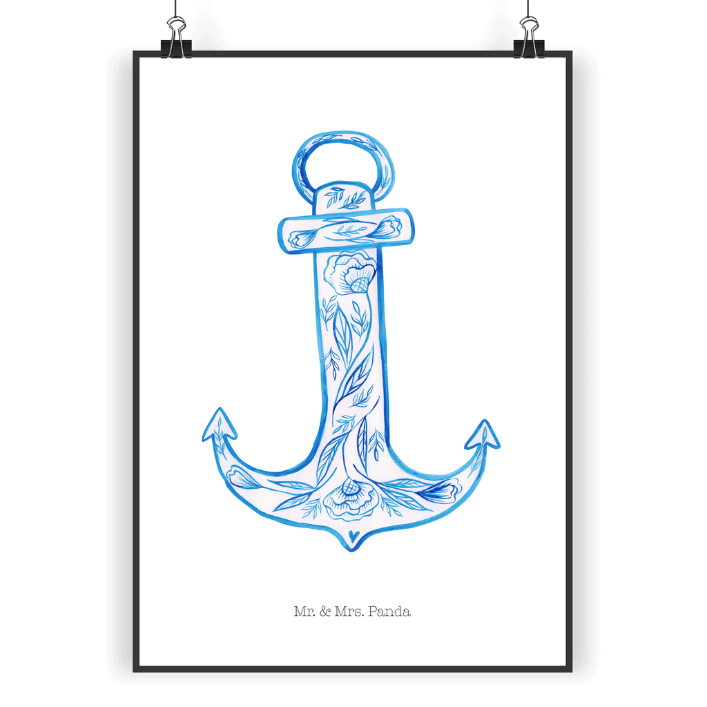 Poster Anker Blau Poster, Wandposter, Bild, Wanddeko, Küchenposter, Kinderposter, Wanddeko Bild, Raumdekoration, Wanddekoration, Handgemaltes Poster, Mr. & Mrs. Panda Poster, Designposter, Kunstdruck, Posterdruck, Tiermotive, Gute Laune, lustige Sprüche, Tiere