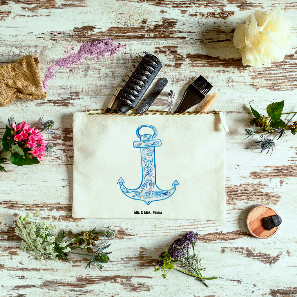 Schminktasche Anker Blau Schminktasche, Kosmetiktasche, Kosmetikbeutel, Stiftemäppchen, Etui, Federmappe, Makeup, XXL, Schminketui, Kosmetiketui, Schlamperetui, Tiermotive, Gute Laune, lustige Sprüche, Tiere