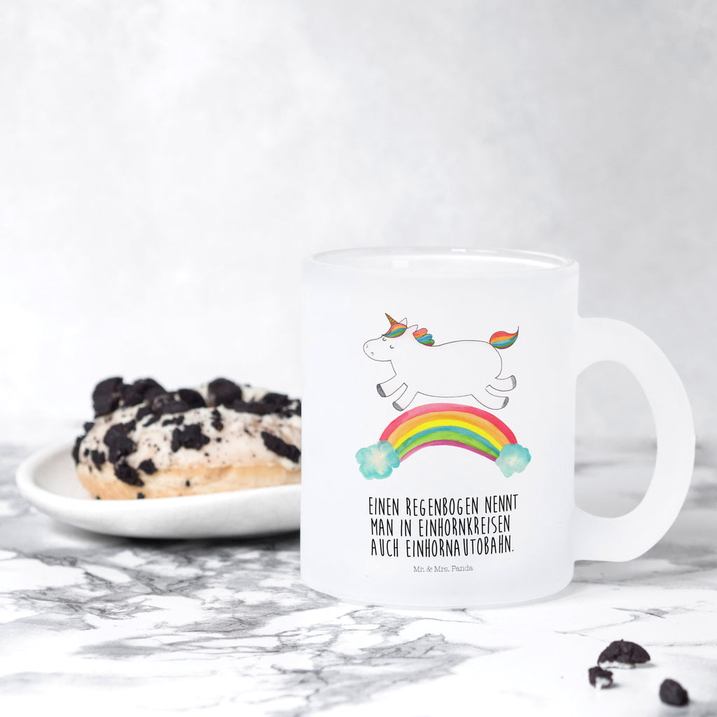 Teetasse Einhorn Regenbogen Teetasse, Teeglas, Teebecher, Tasse mit Henkel, Tasse, Glas Teetasse, Teetasse aus Glas, Einhorn, Einhörner, Einhorn Deko, Pegasus, Unicorn, Regenbogen, Glitzer, Einhornpower, Erwachsenwerden, Einhornautobahn