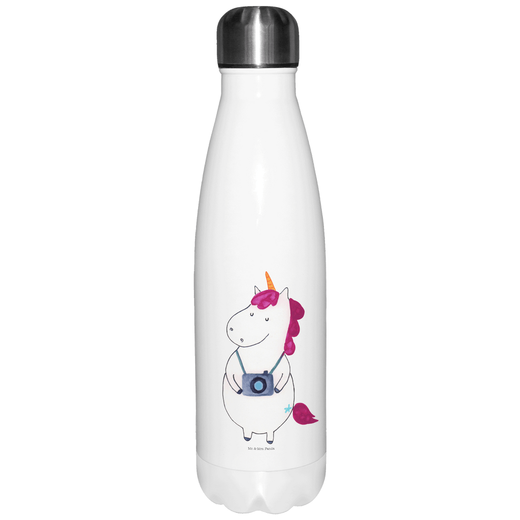 Thermosflasche Einhorn Fotograf Isolierflasche, Thermoflasche, Trinkflasche, Thermos, Edelstahl, Einhorn, Einhörner, Einhorn Deko, Pegasus, Unicorn, Fotograf, Fotografie, Kamera, Reisen, Weltreise, Weltenbummler, Urlaub, Tourist, Kurztrip, Reise, Städtereise