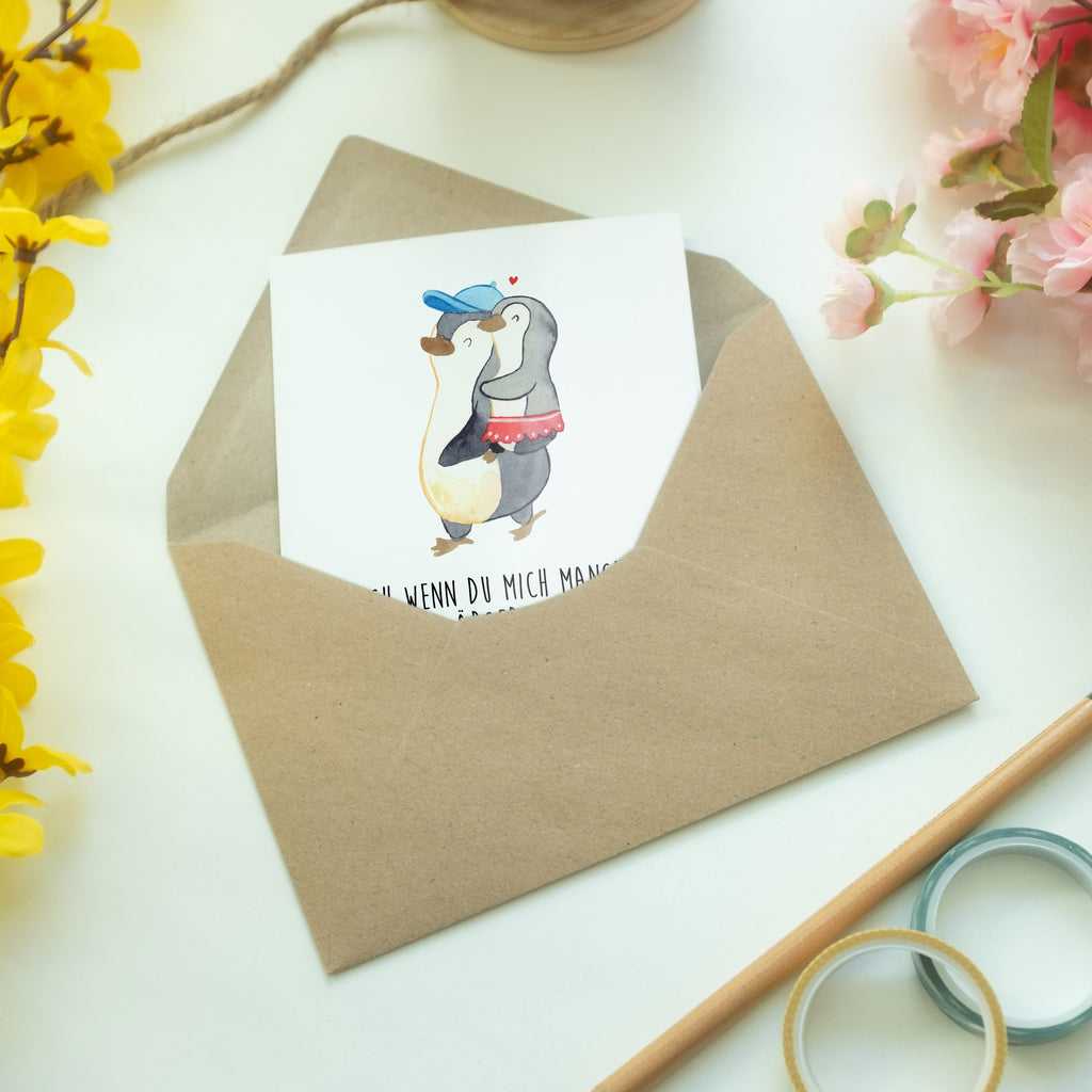 Grußkarte Pinguin Kleine Schwester Klappkarte, Einladungskarte, Glückwunschkarte, Hochzeitskarte, Geburtstagskarte, Karte, Familie, Vatertag, Muttertag, Bruder, Schwester, Mama, Papa, Oma, Opa