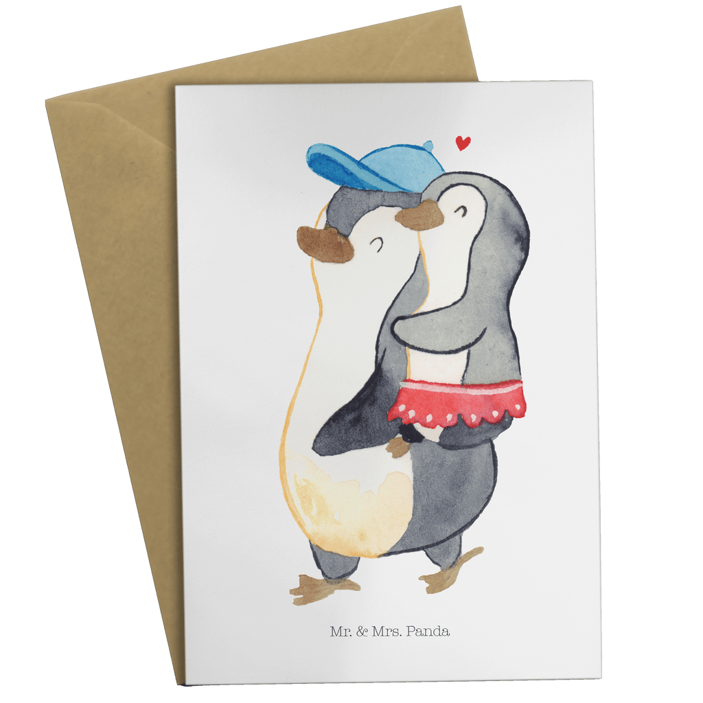 Grußkarte Pinguin Kleine Schwester Klappkarte, Einladungskarte, Glückwunschkarte, Hochzeitskarte, Geburtstagskarte, Karte, Familie, Vatertag, Muttertag, Bruder, Schwester, Mama, Papa, Oma, Opa