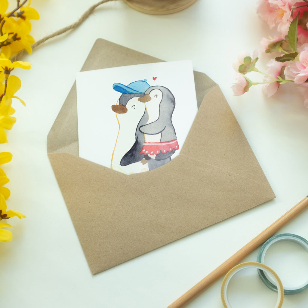 Grußkarte Pinguin Kleine Schwester Klappkarte, Einladungskarte, Glückwunschkarte, Hochzeitskarte, Geburtstagskarte, Karte, Familie, Vatertag, Muttertag, Bruder, Schwester, Mama, Papa, Oma, Opa