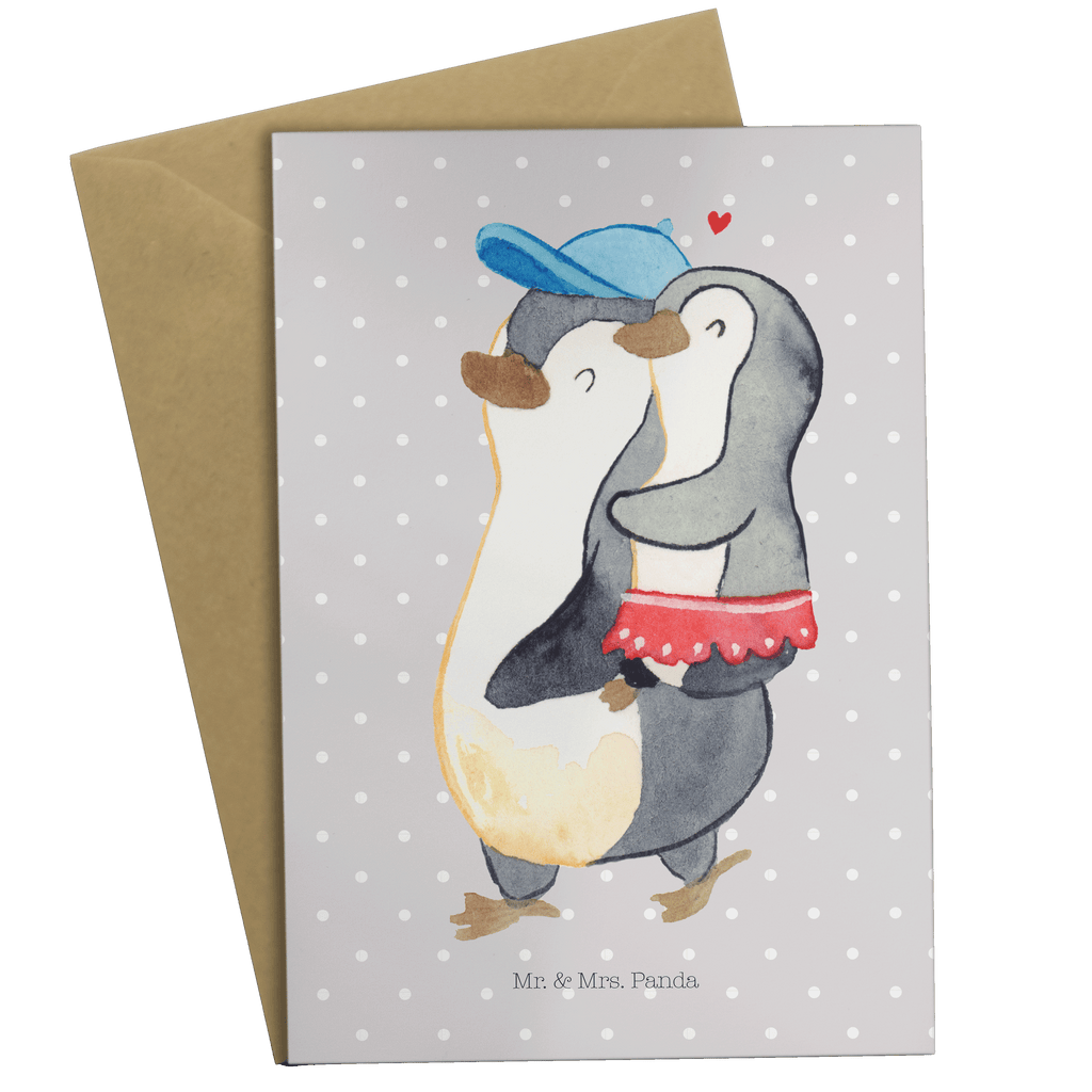 Grußkarte Pinguin Kleine Schwester Klappkarte, Einladungskarte, Glückwunschkarte, Hochzeitskarte, Geburtstagskarte, Karte, Familie, Vatertag, Muttertag, Bruder, Schwester, Mama, Papa, Oma, Opa