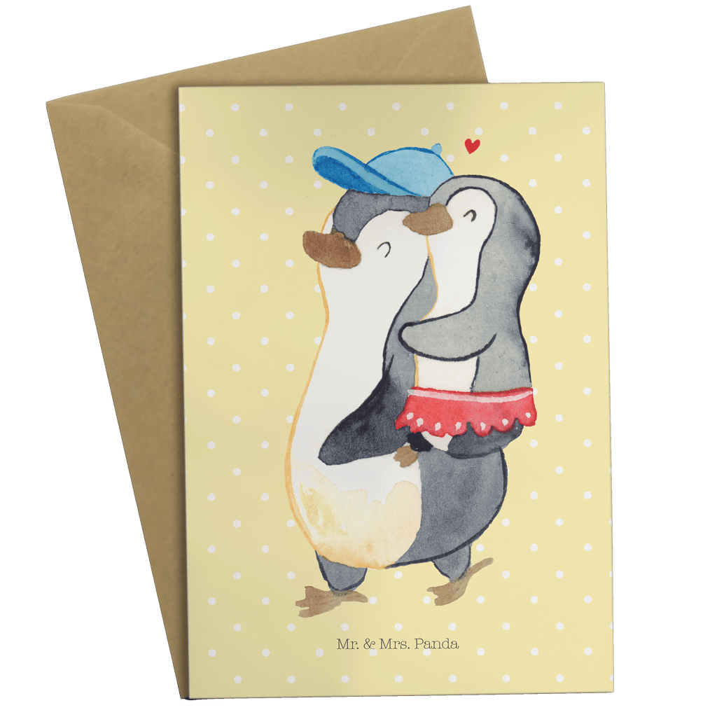 Grußkarte Pinguin Kleine Schwester Klappkarte, Einladungskarte, Glückwunschkarte, Hochzeitskarte, Geburtstagskarte, Karte, Familie, Vatertag, Muttertag, Bruder, Schwester, Mama, Papa, Oma, Opa
