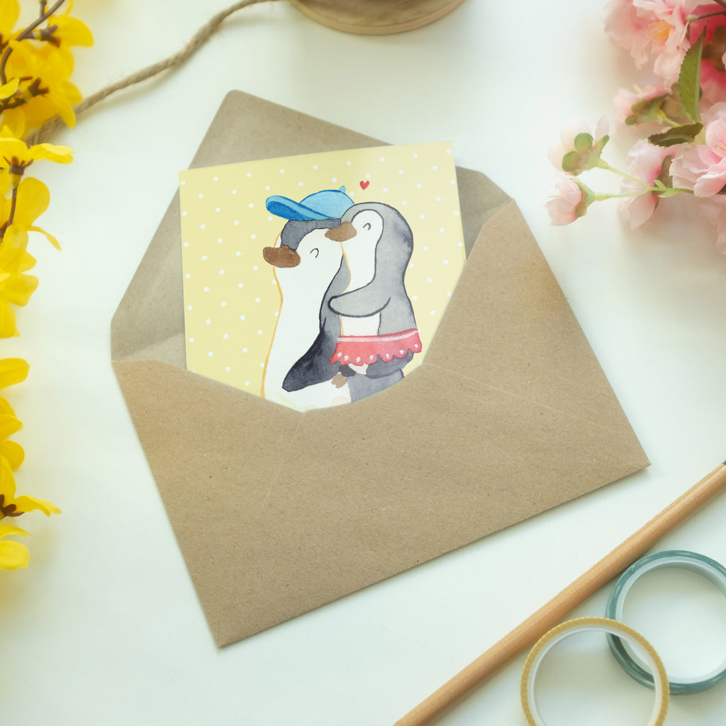 Grußkarte Pinguin Kleine Schwester Klappkarte, Einladungskarte, Glückwunschkarte, Hochzeitskarte, Geburtstagskarte, Karte, Familie, Vatertag, Muttertag, Bruder, Schwester, Mama, Papa, Oma, Opa