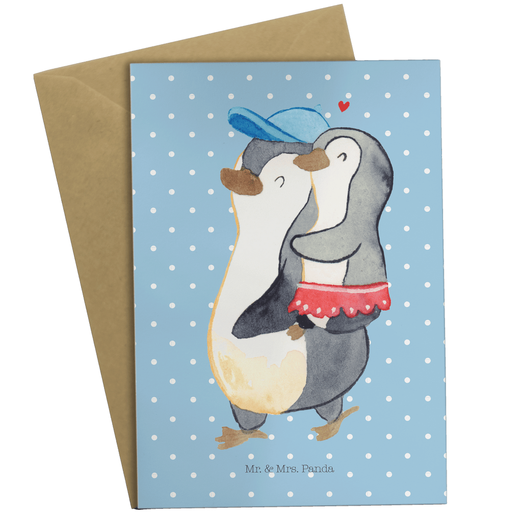 Grußkarte Pinguin Kleine Schwester Klappkarte, Einladungskarte, Glückwunschkarte, Hochzeitskarte, Geburtstagskarte, Karte, Familie, Vatertag, Muttertag, Bruder, Schwester, Mama, Papa, Oma, Opa