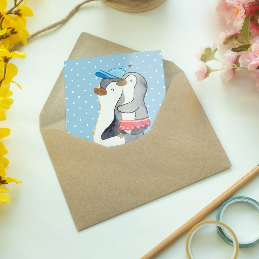 Grußkarte Pinguin Kleine Schwester Klappkarte, Einladungskarte, Glückwunschkarte, Hochzeitskarte, Geburtstagskarte, Karte, Familie, Vatertag, Muttertag, Bruder, Schwester, Mama, Papa, Oma, Opa