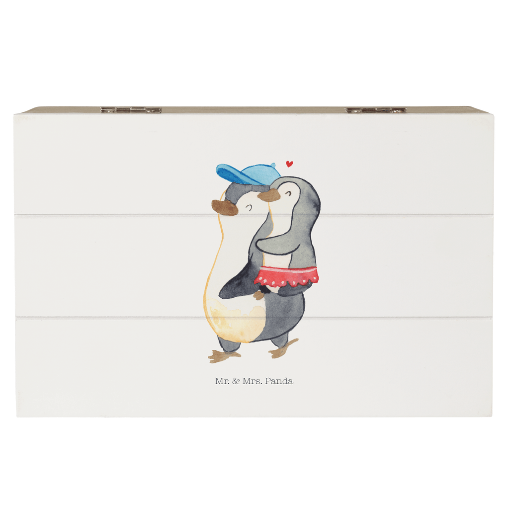 Holzkiste Pinguin Kleine Schwester Holzkiste, Kiste, Schatzkiste, Truhe, Schatulle, XXL, Erinnerungsbox, Erinnerungskiste, Dekokiste, Aufbewahrungsbox, Familie, Vatertag, Muttertag, Bruder, Schwester, Mama, Papa, Oma, Opa