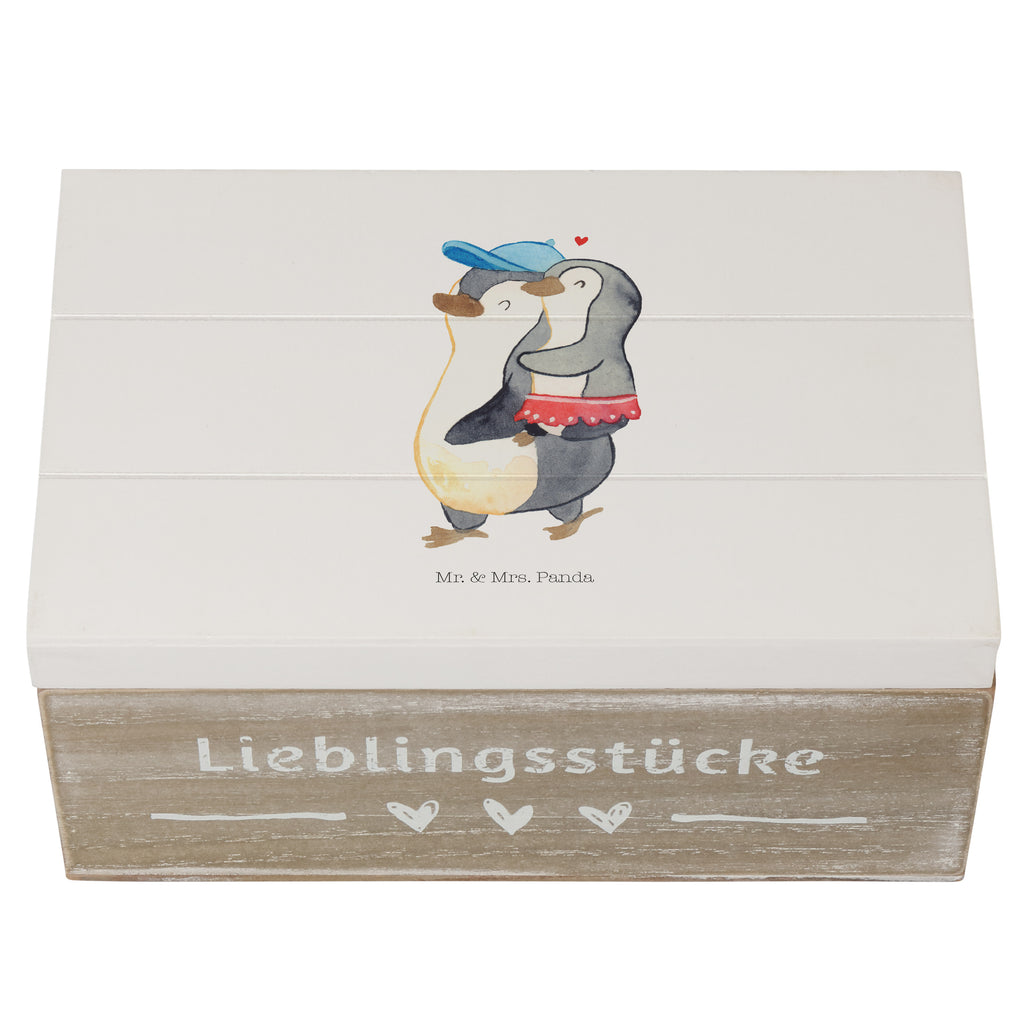 Holzkiste Pinguin Kleine Schwester Holzkiste, Kiste, Schatzkiste, Truhe, Schatulle, XXL, Erinnerungsbox, Erinnerungskiste, Dekokiste, Aufbewahrungsbox, Familie, Vatertag, Muttertag, Bruder, Schwester, Mama, Papa, Oma, Opa