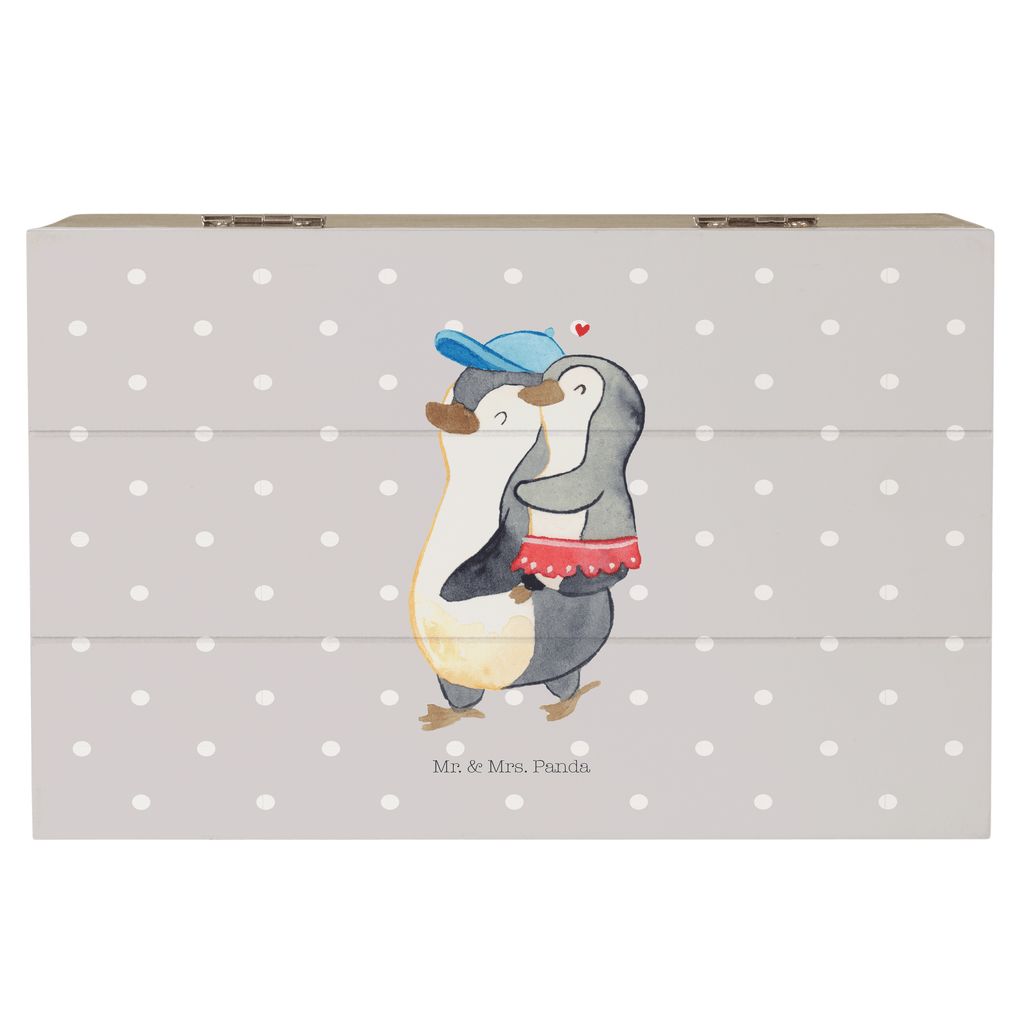 Holzkiste Pinguin Kleine Schwester Holzkiste, Kiste, Schatzkiste, Truhe, Schatulle, XXL, Erinnerungsbox, Erinnerungskiste, Dekokiste, Aufbewahrungsbox, Familie, Vatertag, Muttertag, Bruder, Schwester, Mama, Papa, Oma, Opa