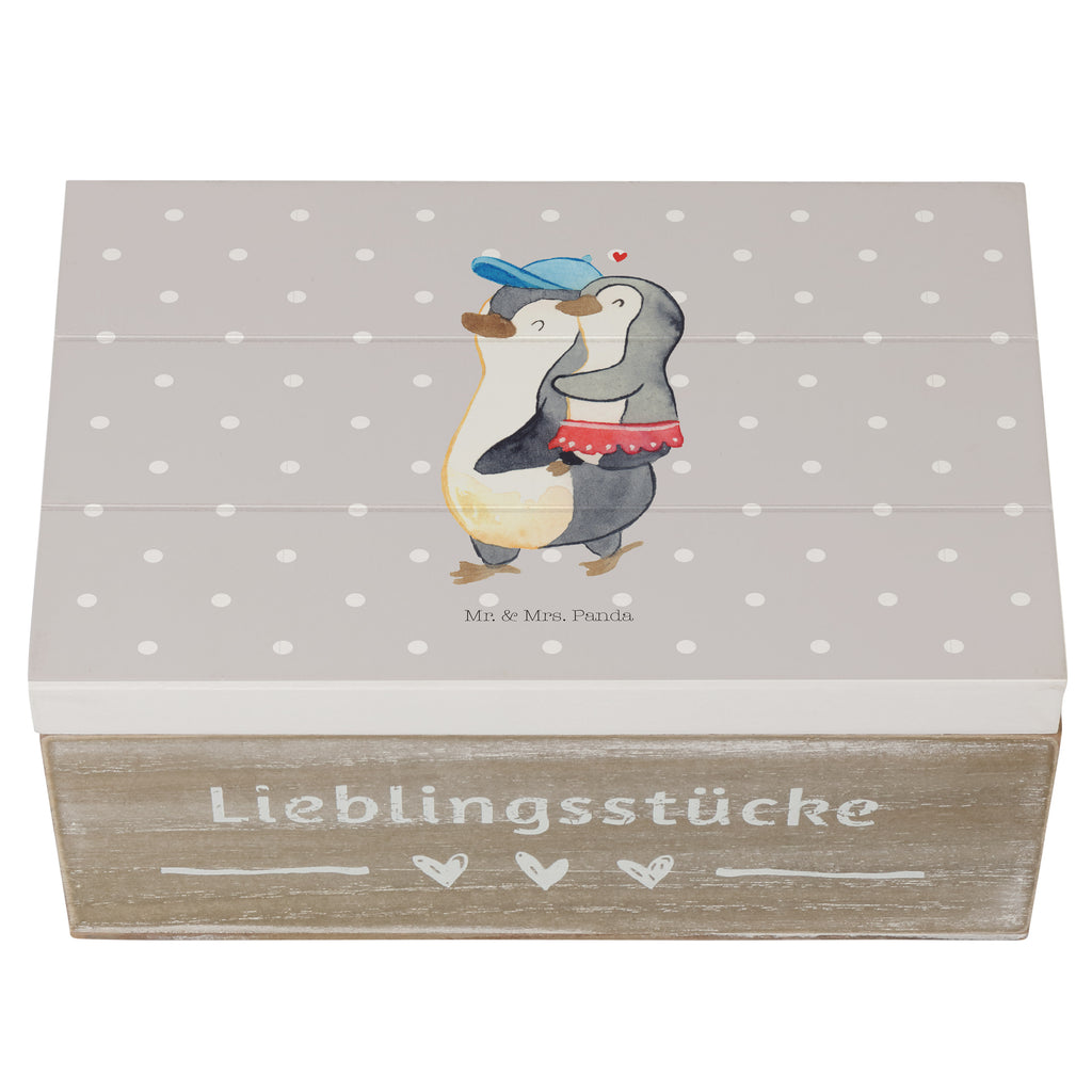 Holzkiste Pinguin Kleine Schwester Holzkiste, Kiste, Schatzkiste, Truhe, Schatulle, XXL, Erinnerungsbox, Erinnerungskiste, Dekokiste, Aufbewahrungsbox, Familie, Vatertag, Muttertag, Bruder, Schwester, Mama, Papa, Oma, Opa