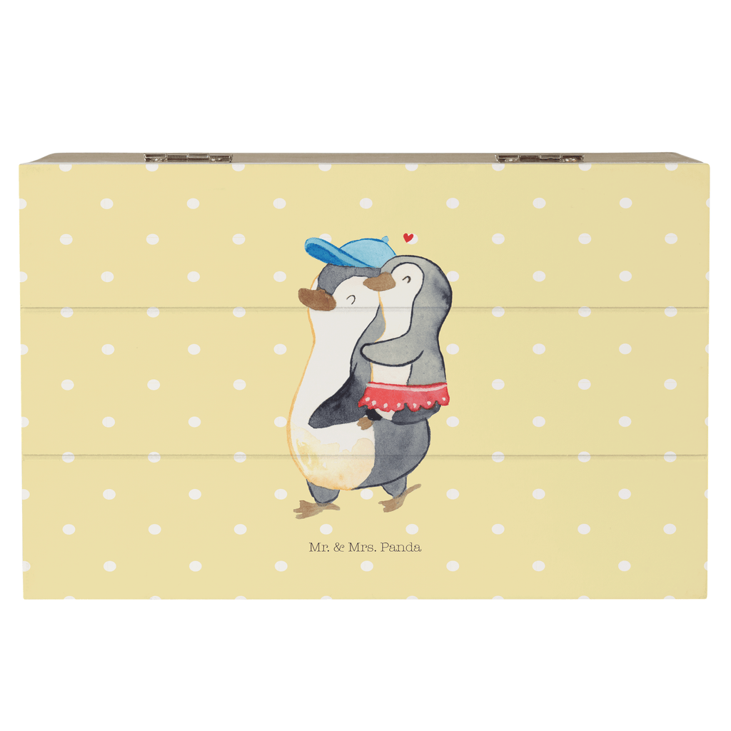 Holzkiste Pinguin Kleine Schwester Holzkiste, Kiste, Schatzkiste, Truhe, Schatulle, XXL, Erinnerungsbox, Erinnerungskiste, Dekokiste, Aufbewahrungsbox, Familie, Vatertag, Muttertag, Bruder, Schwester, Mama, Papa, Oma, Opa