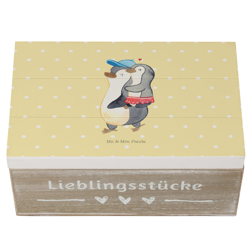 Holzkiste Pinguin Kleine Schwester Holzkiste, Kiste, Schatzkiste, Truhe, Schatulle, XXL, Erinnerungsbox, Erinnerungskiste, Dekokiste, Aufbewahrungsbox, Familie, Vatertag, Muttertag, Bruder, Schwester, Mama, Papa, Oma, Opa