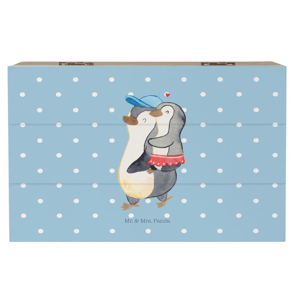 Holzkiste Pinguin Kleine Schwester Holzkiste, Kiste, Schatzkiste, Truhe, Schatulle, XXL, Erinnerungsbox, Erinnerungskiste, Dekokiste, Aufbewahrungsbox, Familie, Vatertag, Muttertag, Bruder, Schwester, Mama, Papa, Oma, Opa