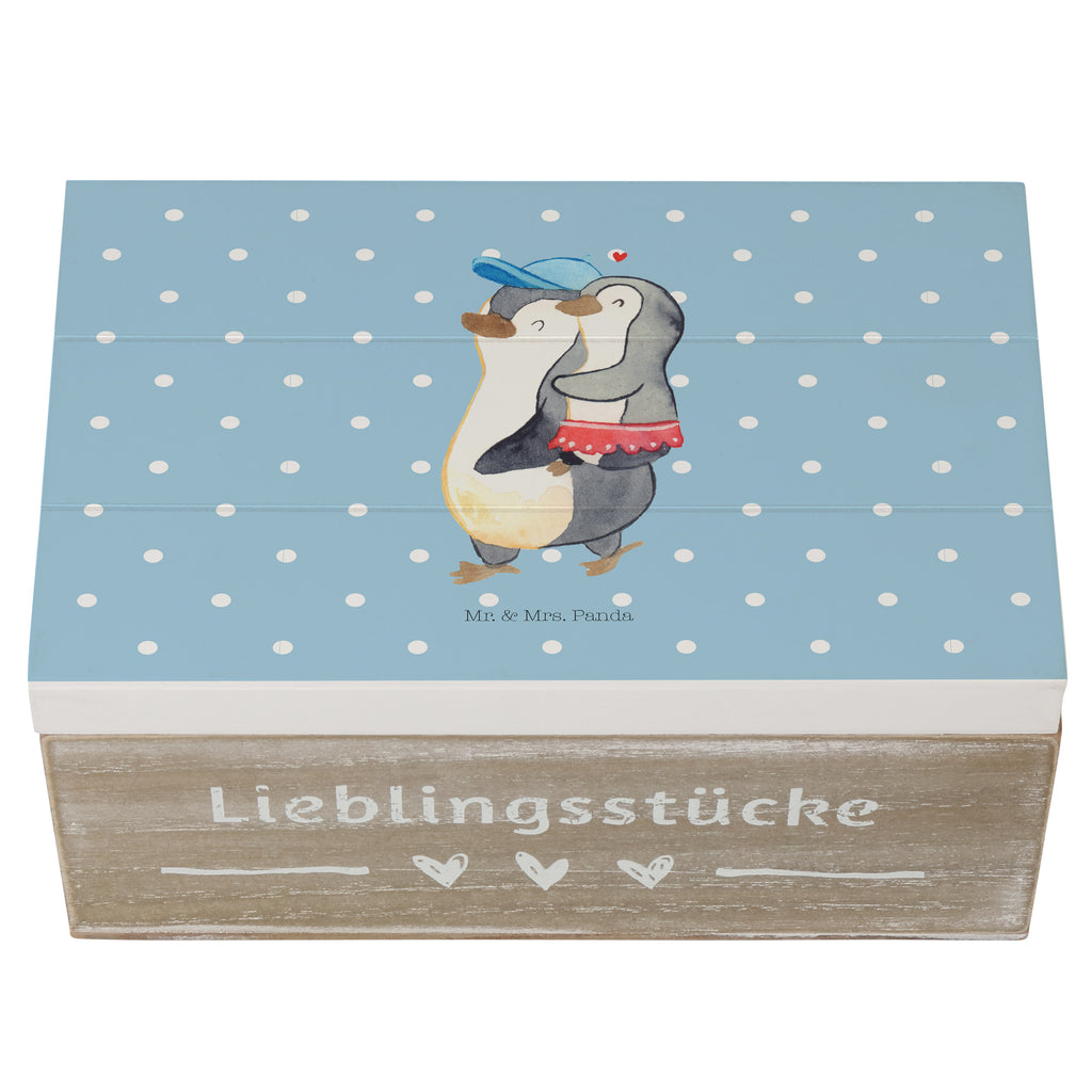 Holzkiste Pinguin Kleine Schwester Holzkiste, Kiste, Schatzkiste, Truhe, Schatulle, XXL, Erinnerungsbox, Erinnerungskiste, Dekokiste, Aufbewahrungsbox, Familie, Vatertag, Muttertag, Bruder, Schwester, Mama, Papa, Oma, Opa