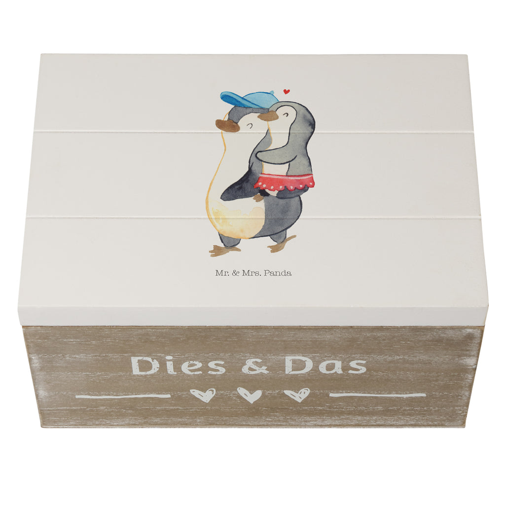 Holzkiste Pinguin Kleine Schwester Holzkiste, Kiste, Schatzkiste, Truhe, Schatulle, XXL, Erinnerungsbox, Erinnerungskiste, Dekokiste, Aufbewahrungsbox, Familie, Vatertag, Muttertag, Bruder, Schwester, Mama, Papa, Oma, Opa