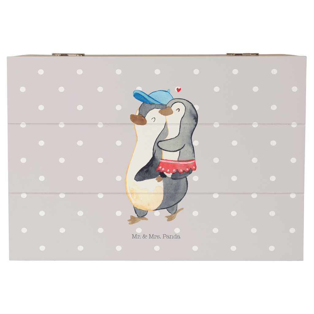 Holzkiste Pinguin Kleine Schwester Holzkiste, Kiste, Schatzkiste, Truhe, Schatulle, XXL, Erinnerungsbox, Erinnerungskiste, Dekokiste, Aufbewahrungsbox, Familie, Vatertag, Muttertag, Bruder, Schwester, Mama, Papa, Oma, Opa