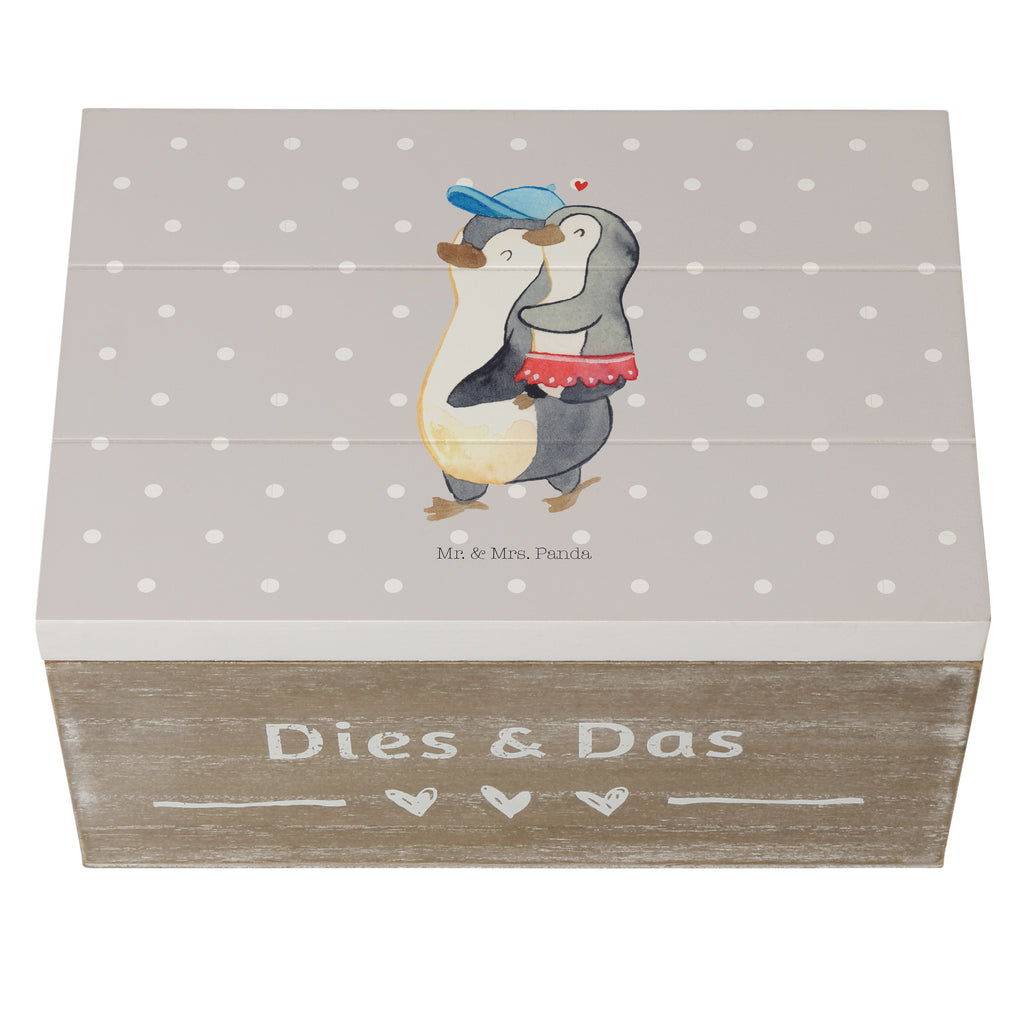 Holzkiste Pinguin Kleine Schwester Holzkiste, Kiste, Schatzkiste, Truhe, Schatulle, XXL, Erinnerungsbox, Erinnerungskiste, Dekokiste, Aufbewahrungsbox, Familie, Vatertag, Muttertag, Bruder, Schwester, Mama, Papa, Oma, Opa