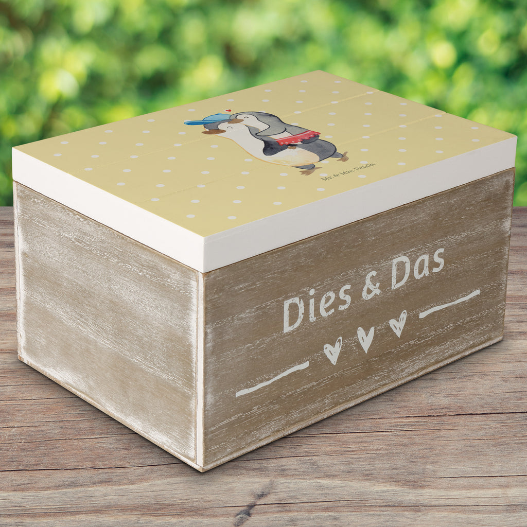 Holzkiste Pinguin Kleine Schwester Holzkiste, Kiste, Schatzkiste, Truhe, Schatulle, XXL, Erinnerungsbox, Erinnerungskiste, Dekokiste, Aufbewahrungsbox, Familie, Vatertag, Muttertag, Bruder, Schwester, Mama, Papa, Oma, Opa