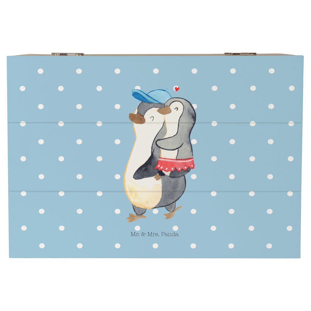 Holzkiste Pinguin Kleine Schwester Holzkiste, Kiste, Schatzkiste, Truhe, Schatulle, XXL, Erinnerungsbox, Erinnerungskiste, Dekokiste, Aufbewahrungsbox, Familie, Vatertag, Muttertag, Bruder, Schwester, Mama, Papa, Oma, Opa