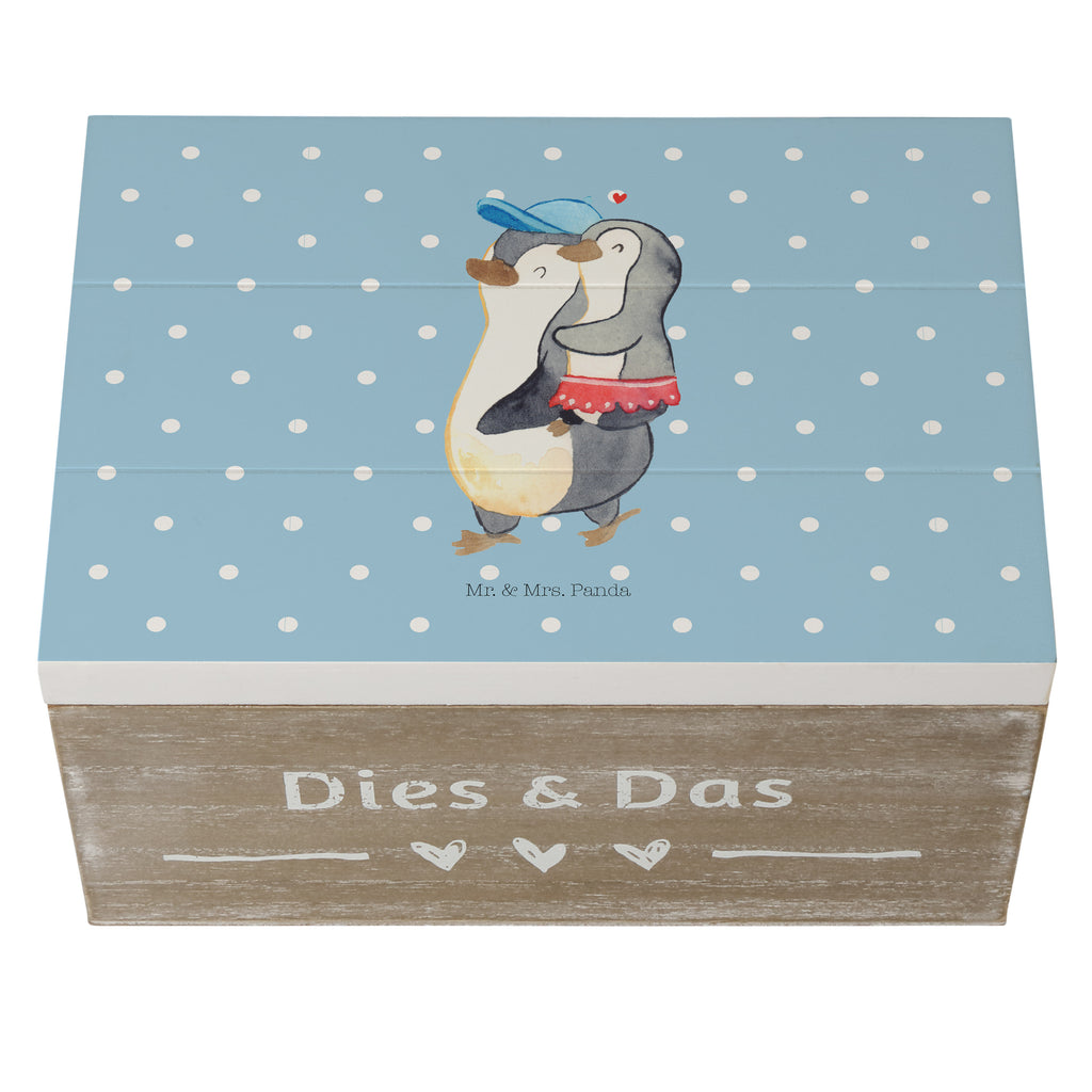 Holzkiste Pinguin Kleine Schwester Holzkiste, Kiste, Schatzkiste, Truhe, Schatulle, XXL, Erinnerungsbox, Erinnerungskiste, Dekokiste, Aufbewahrungsbox, Familie, Vatertag, Muttertag, Bruder, Schwester, Mama, Papa, Oma, Opa