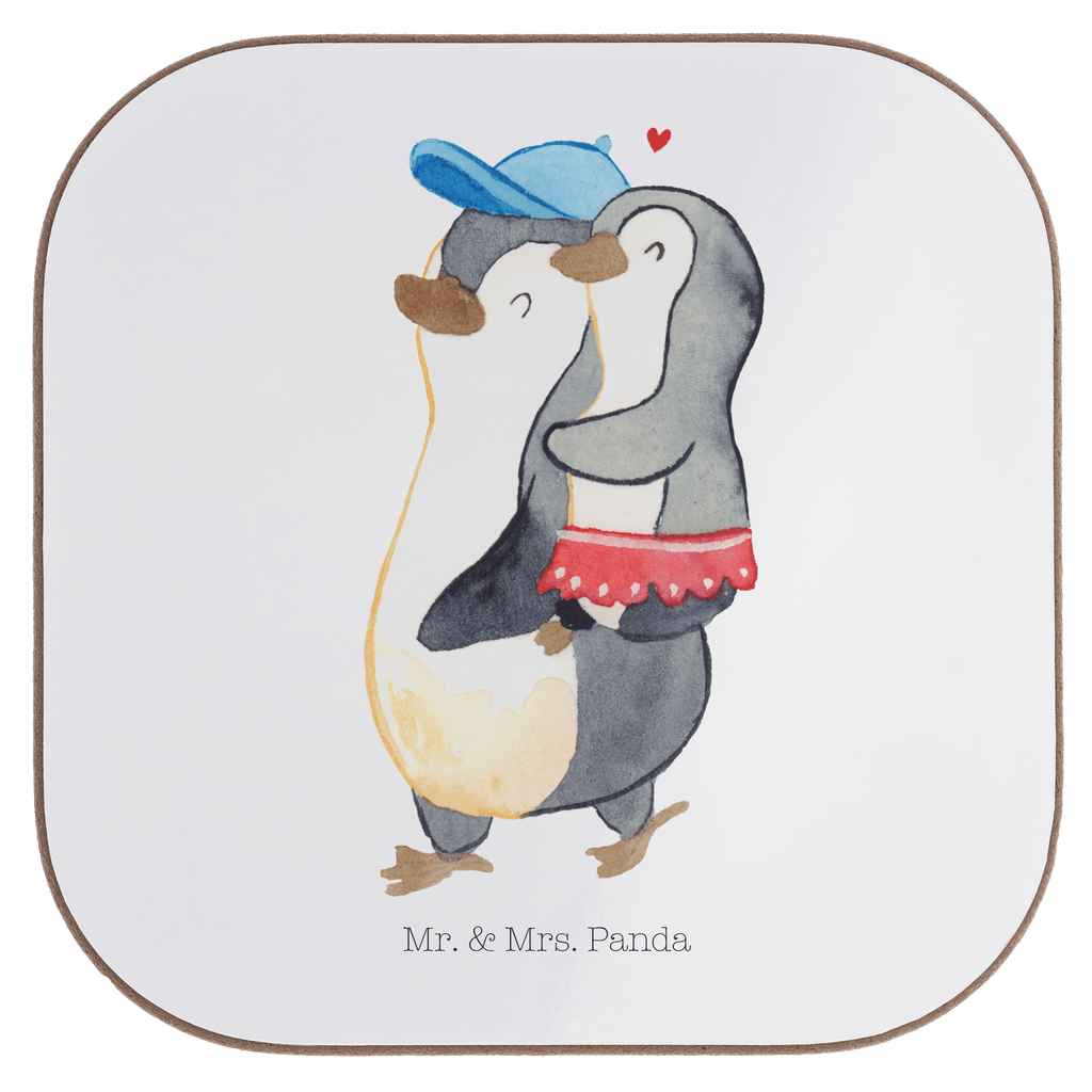 Quadratische Untersetzer Pinguin Kleine Schwester Bierdeckel, Glasuntersetzer, Untersetzer Gläser, Getränkeuntersetzer, Familie, Vatertag, Muttertag, Bruder, Schwester, Mama, Papa, Oma, Opa