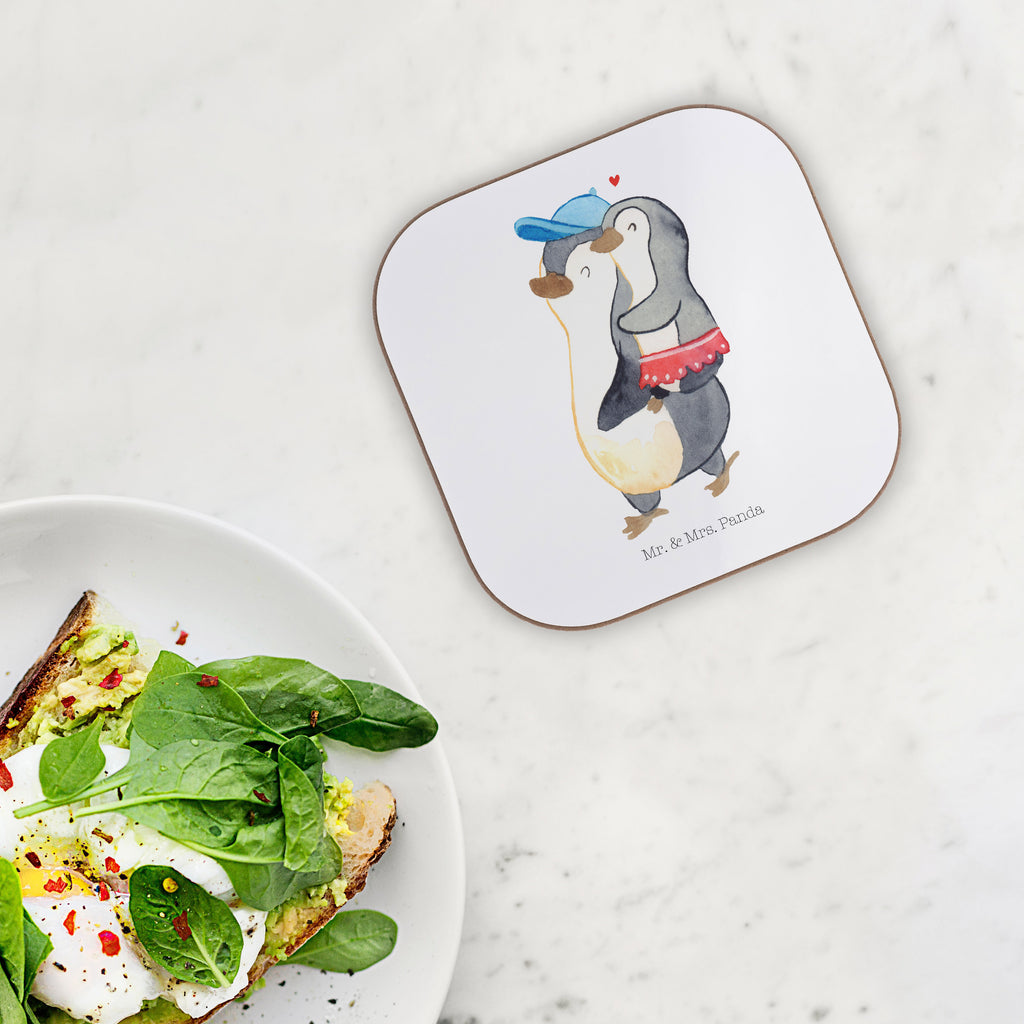 Quadratische Untersetzer Pinguin Kleine Schwester Bierdeckel, Glasuntersetzer, Untersetzer Gläser, Getränkeuntersetzer, Familie, Vatertag, Muttertag, Bruder, Schwester, Mama, Papa, Oma, Opa