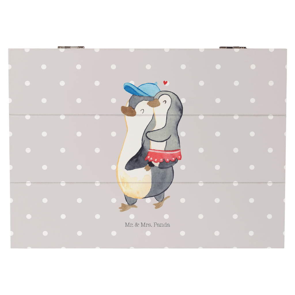 Holzkiste Pinguin Kleine Schwester Holzkiste, Kiste, Schatzkiste, Truhe, Schatulle, XXL, Erinnerungsbox, Erinnerungskiste, Dekokiste, Aufbewahrungsbox, Familie, Vatertag, Muttertag, Bruder, Schwester, Mama, Papa, Oma, Opa