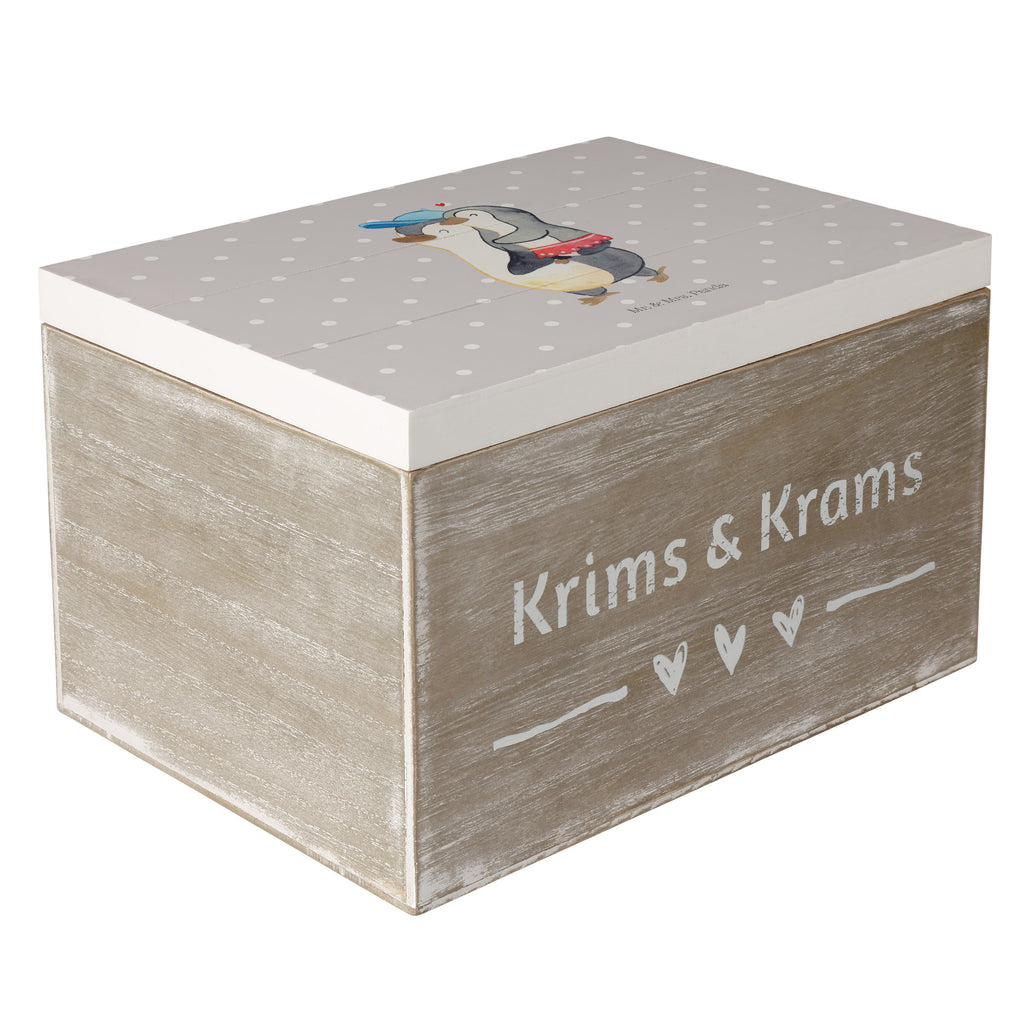 Holzkiste Pinguin Kleine Schwester Holzkiste, Kiste, Schatzkiste, Truhe, Schatulle, XXL, Erinnerungsbox, Erinnerungskiste, Dekokiste, Aufbewahrungsbox, Familie, Vatertag, Muttertag, Bruder, Schwester, Mama, Papa, Oma, Opa