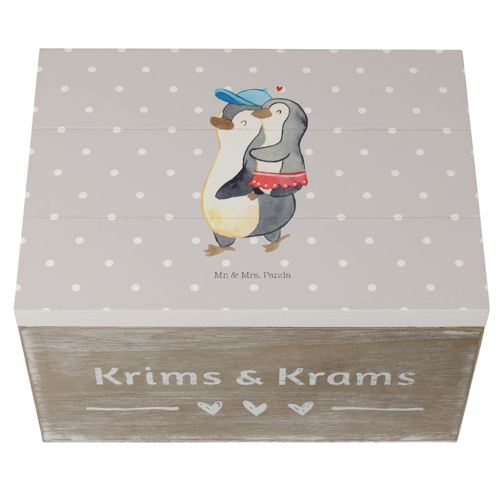 Holzkiste Pinguin Kleine Schwester Holzkiste, Kiste, Schatzkiste, Truhe, Schatulle, XXL, Erinnerungsbox, Erinnerungskiste, Dekokiste, Aufbewahrungsbox, Familie, Vatertag, Muttertag, Bruder, Schwester, Mama, Papa, Oma, Opa