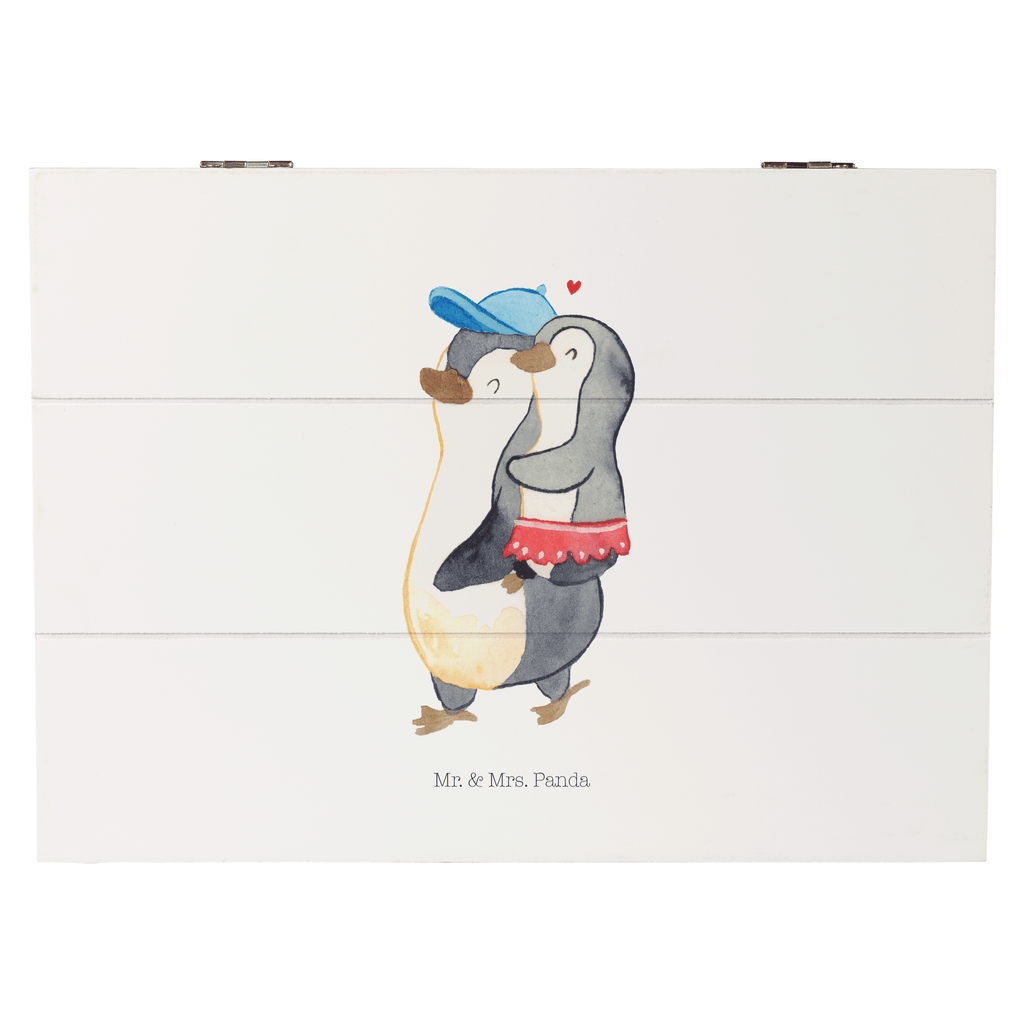 Holzkiste Pinguin Kleine Schwester Holzkiste, Kiste, Schatzkiste, Truhe, Schatulle, XXL, Erinnerungsbox, Erinnerungskiste, Dekokiste, Aufbewahrungsbox, Familie, Vatertag, Muttertag, Bruder, Schwester, Mama, Papa, Oma, Opa