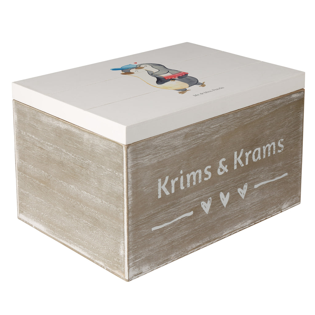 Holzkiste Pinguin Kleine Schwester Holzkiste, Kiste, Schatzkiste, Truhe, Schatulle, XXL, Erinnerungsbox, Erinnerungskiste, Dekokiste, Aufbewahrungsbox, Familie, Vatertag, Muttertag, Bruder, Schwester, Mama, Papa, Oma, Opa