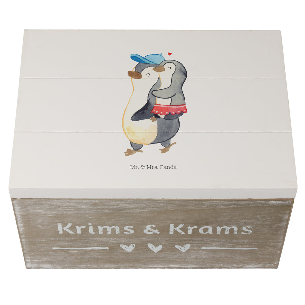 Holzkiste Pinguin Kleine Schwester Holzkiste, Kiste, Schatzkiste, Truhe, Schatulle, XXL, Erinnerungsbox, Erinnerungskiste, Dekokiste, Aufbewahrungsbox, Familie, Vatertag, Muttertag, Bruder, Schwester, Mama, Papa, Oma, Opa