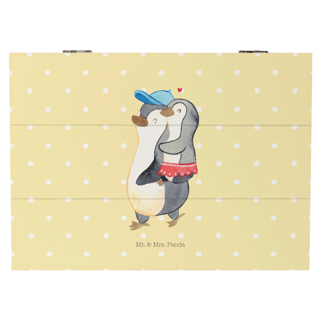 Holzkiste Pinguin Kleine Schwester Holzkiste, Kiste, Schatzkiste, Truhe, Schatulle, XXL, Erinnerungsbox, Erinnerungskiste, Dekokiste, Aufbewahrungsbox, Familie, Vatertag, Muttertag, Bruder, Schwester, Mama, Papa, Oma, Opa
