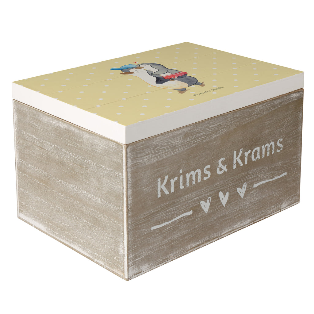 Holzkiste Pinguin Kleine Schwester Holzkiste, Kiste, Schatzkiste, Truhe, Schatulle, XXL, Erinnerungsbox, Erinnerungskiste, Dekokiste, Aufbewahrungsbox, Familie, Vatertag, Muttertag, Bruder, Schwester, Mama, Papa, Oma, Opa