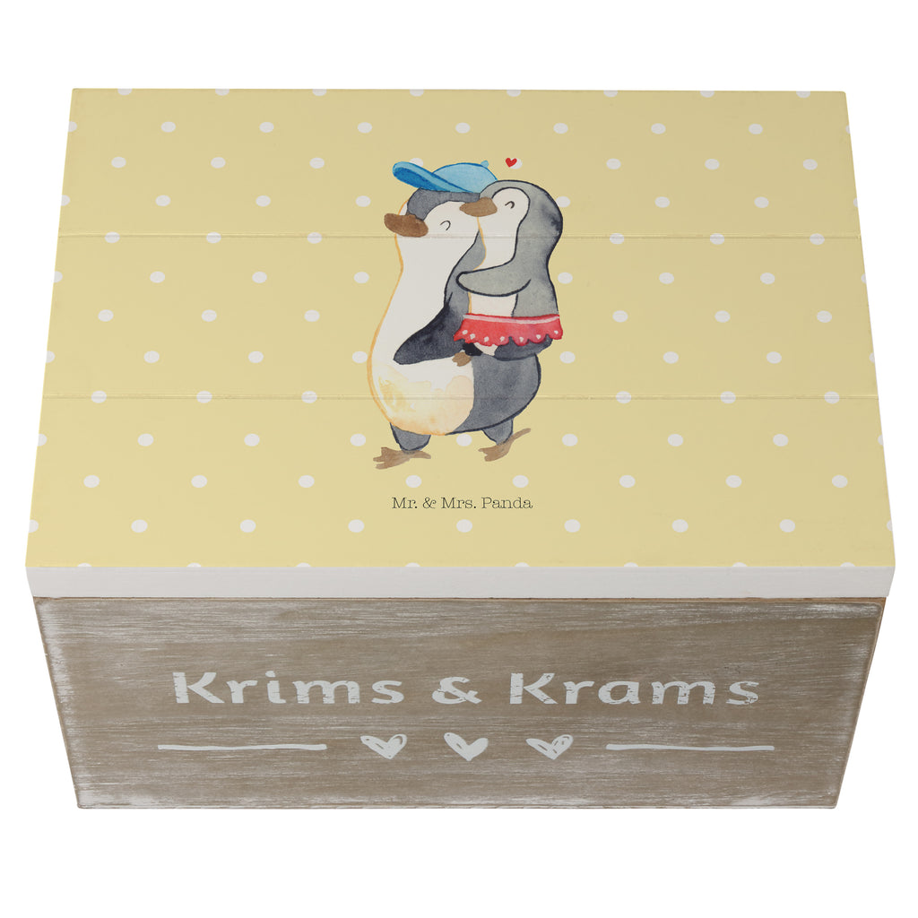 Holzkiste Pinguin Kleine Schwester Holzkiste, Kiste, Schatzkiste, Truhe, Schatulle, XXL, Erinnerungsbox, Erinnerungskiste, Dekokiste, Aufbewahrungsbox, Familie, Vatertag, Muttertag, Bruder, Schwester, Mama, Papa, Oma, Opa
