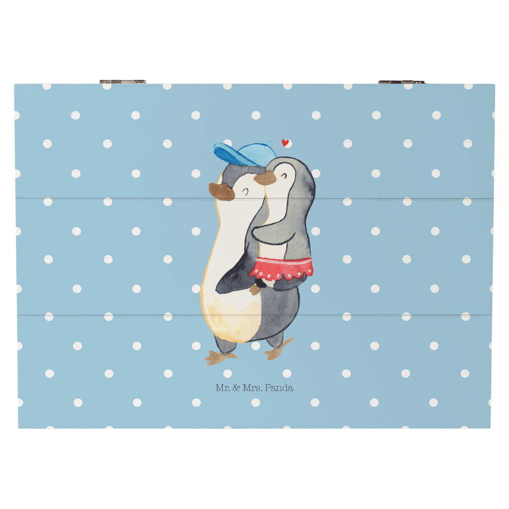Holzkiste Pinguin Kleine Schwester Holzkiste, Kiste, Schatzkiste, Truhe, Schatulle, XXL, Erinnerungsbox, Erinnerungskiste, Dekokiste, Aufbewahrungsbox, Familie, Vatertag, Muttertag, Bruder, Schwester, Mama, Papa, Oma, Opa