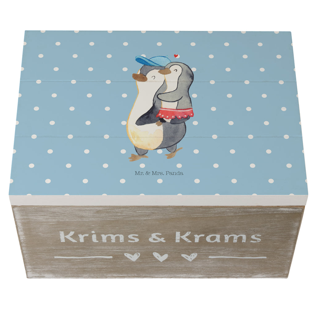 Holzkiste Pinguin Kleine Schwester Holzkiste, Kiste, Schatzkiste, Truhe, Schatulle, XXL, Erinnerungsbox, Erinnerungskiste, Dekokiste, Aufbewahrungsbox, Familie, Vatertag, Muttertag, Bruder, Schwester, Mama, Papa, Oma, Opa