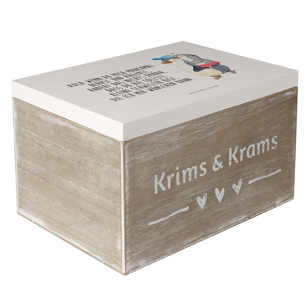 Holzkiste Pinguin Kleine Schwester Holzkiste, Kiste, Schatzkiste, Truhe, Schatulle, XXL, Erinnerungsbox, Erinnerungskiste, Dekokiste, Aufbewahrungsbox, Familie, Vatertag, Muttertag, Bruder, Schwester, Mama, Papa, Oma, Opa
