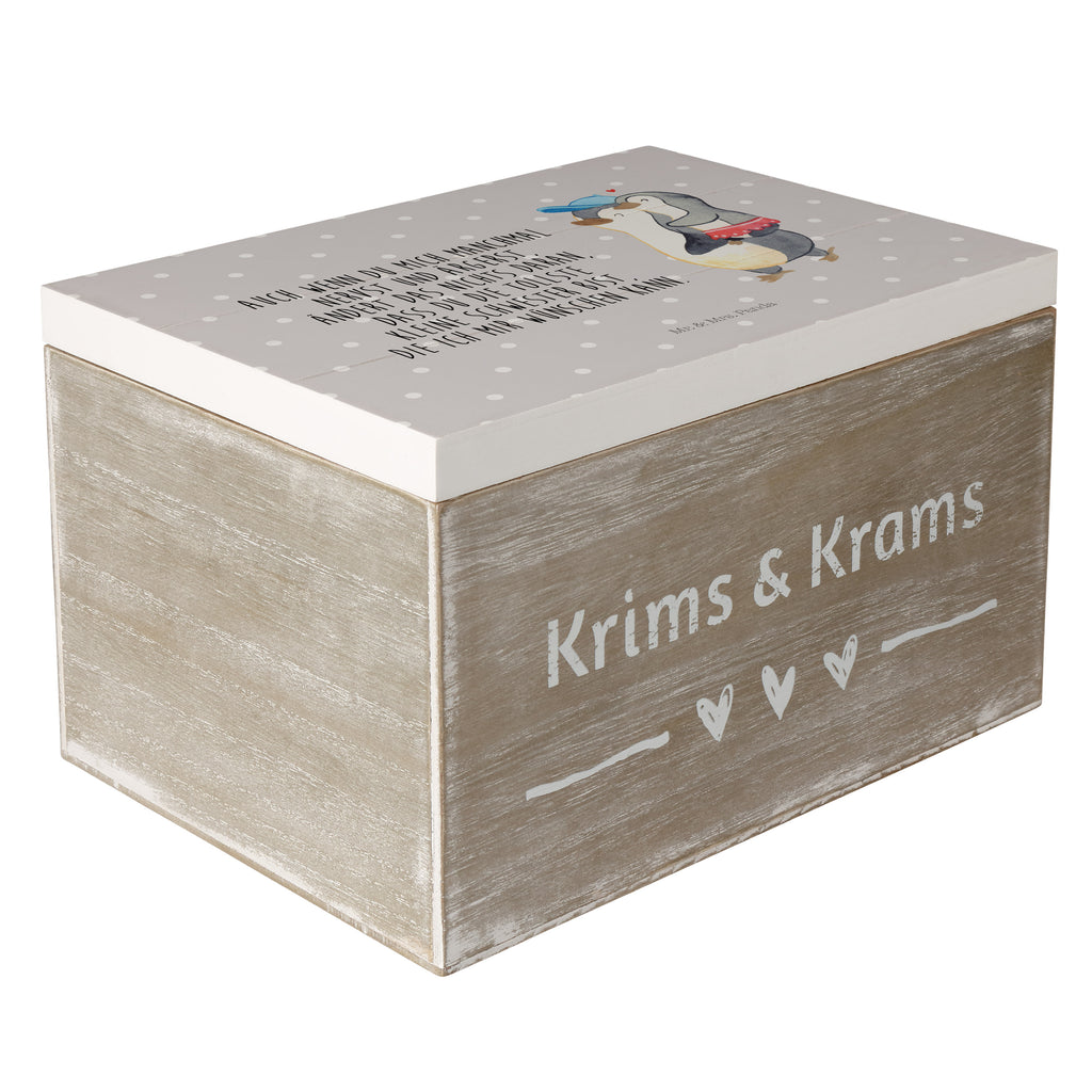 Holzkiste Pinguin Kleine Schwester Holzkiste, Kiste, Schatzkiste, Truhe, Schatulle, XXL, Erinnerungsbox, Erinnerungskiste, Dekokiste, Aufbewahrungsbox, Familie, Vatertag, Muttertag, Bruder, Schwester, Mama, Papa, Oma, Opa
