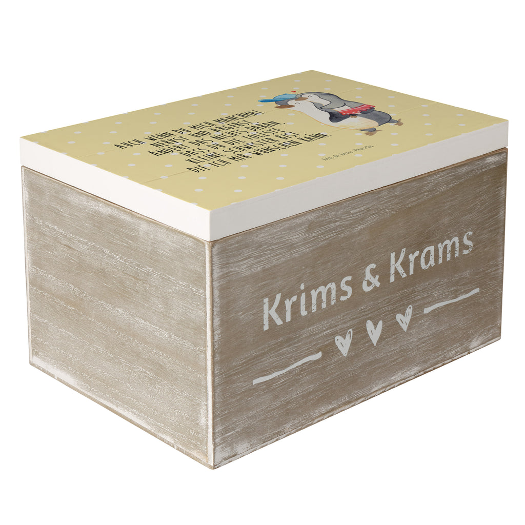 Holzkiste Pinguin Kleine Schwester Holzkiste, Kiste, Schatzkiste, Truhe, Schatulle, XXL, Erinnerungsbox, Erinnerungskiste, Dekokiste, Aufbewahrungsbox, Familie, Vatertag, Muttertag, Bruder, Schwester, Mama, Papa, Oma, Opa