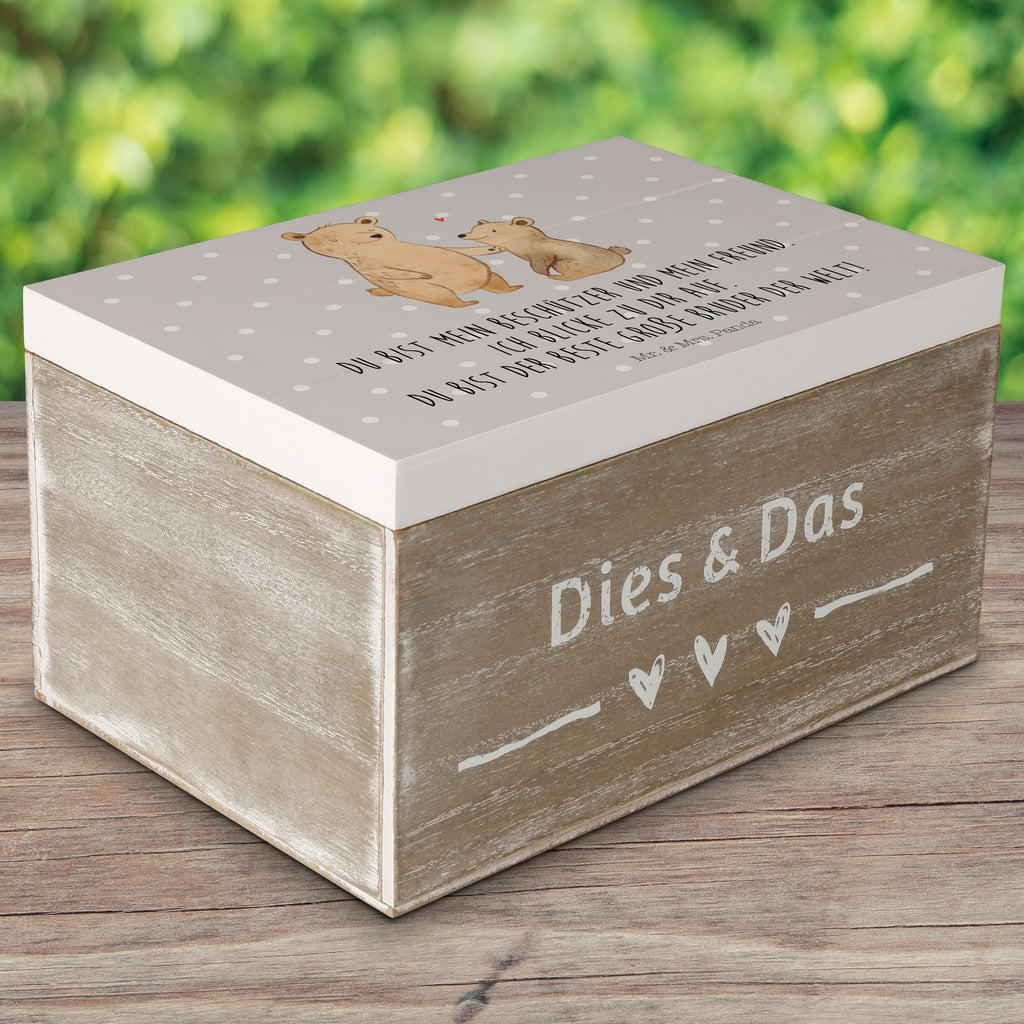 Holzkiste Bär Großer Bruder Holzkiste, Kiste, Schatzkiste, Truhe, Schatulle, XXL, Erinnerungsbox, Erinnerungskiste, Dekokiste, Aufbewahrungsbox, Familie, Vatertag, Muttertag, Bruder, Schwester, Mama, Papa, Oma, Opa, Großer Bruder, Geschwister, bester Bruder, Brudi, Bär, Bären