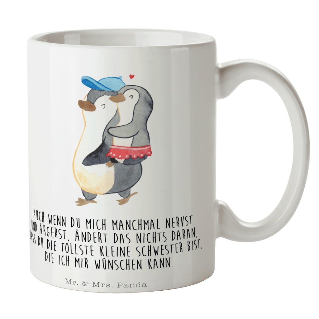 Tasse Pinguin Kleine Schwester  Becher, Kaffeetasse, Kaffeebecher, Tee, Frühstück, Büro  Familie, Vatertag, Muttertag, Bruder, Schwester, Mama, Papa, Oma, Opa