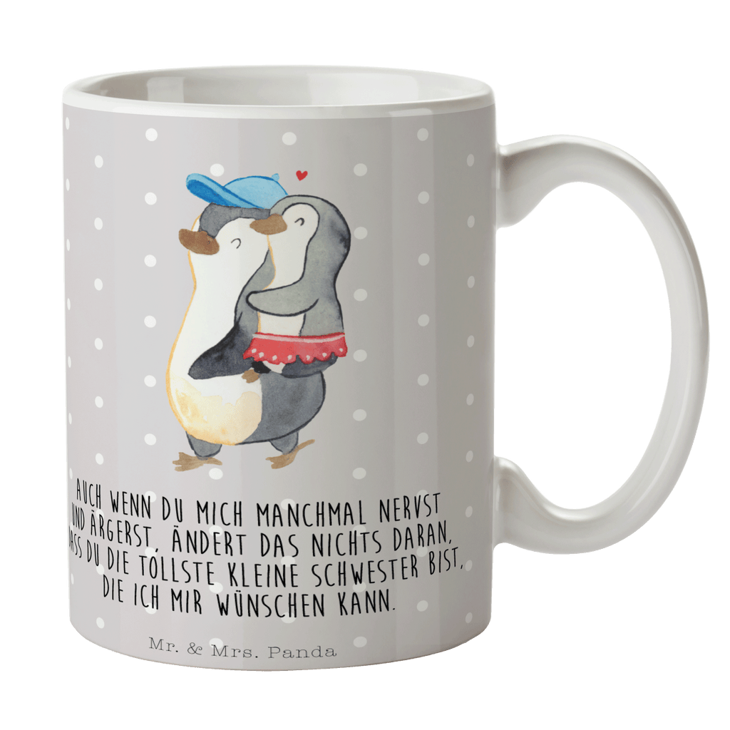 Tasse Pinguin Kleine Schwester  Becher, Kaffeetasse, Kaffeebecher, Tee, Frühstück, Büro  Familie, Vatertag, Muttertag, Bruder, Schwester, Mama, Papa, Oma, Opa