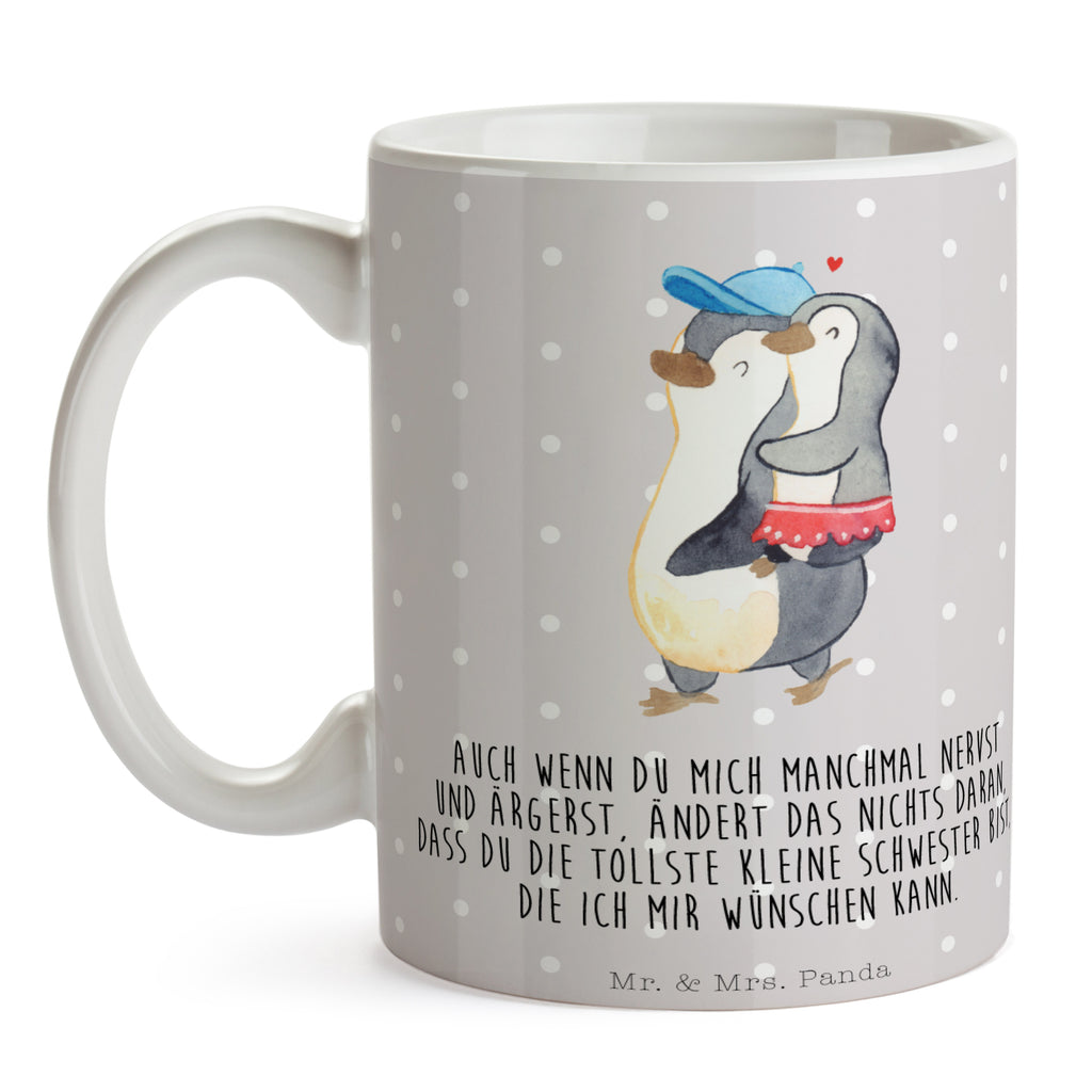 Tasse Pinguin Kleine Schwester  Becher, Kaffeetasse, Kaffeebecher, Tee, Frühstück, Büro  Familie, Vatertag, Muttertag, Bruder, Schwester, Mama, Papa, Oma, Opa