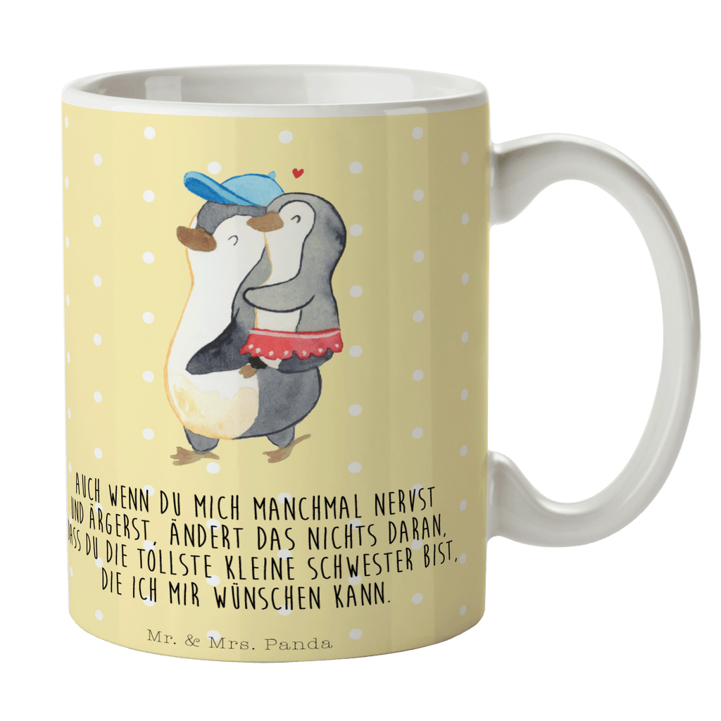 Tasse Pinguin Kleine Schwester  Becher, Kaffeetasse, Kaffeebecher, Tee, Frühstück, Büro  Familie, Vatertag, Muttertag, Bruder, Schwester, Mama, Papa, Oma, Opa