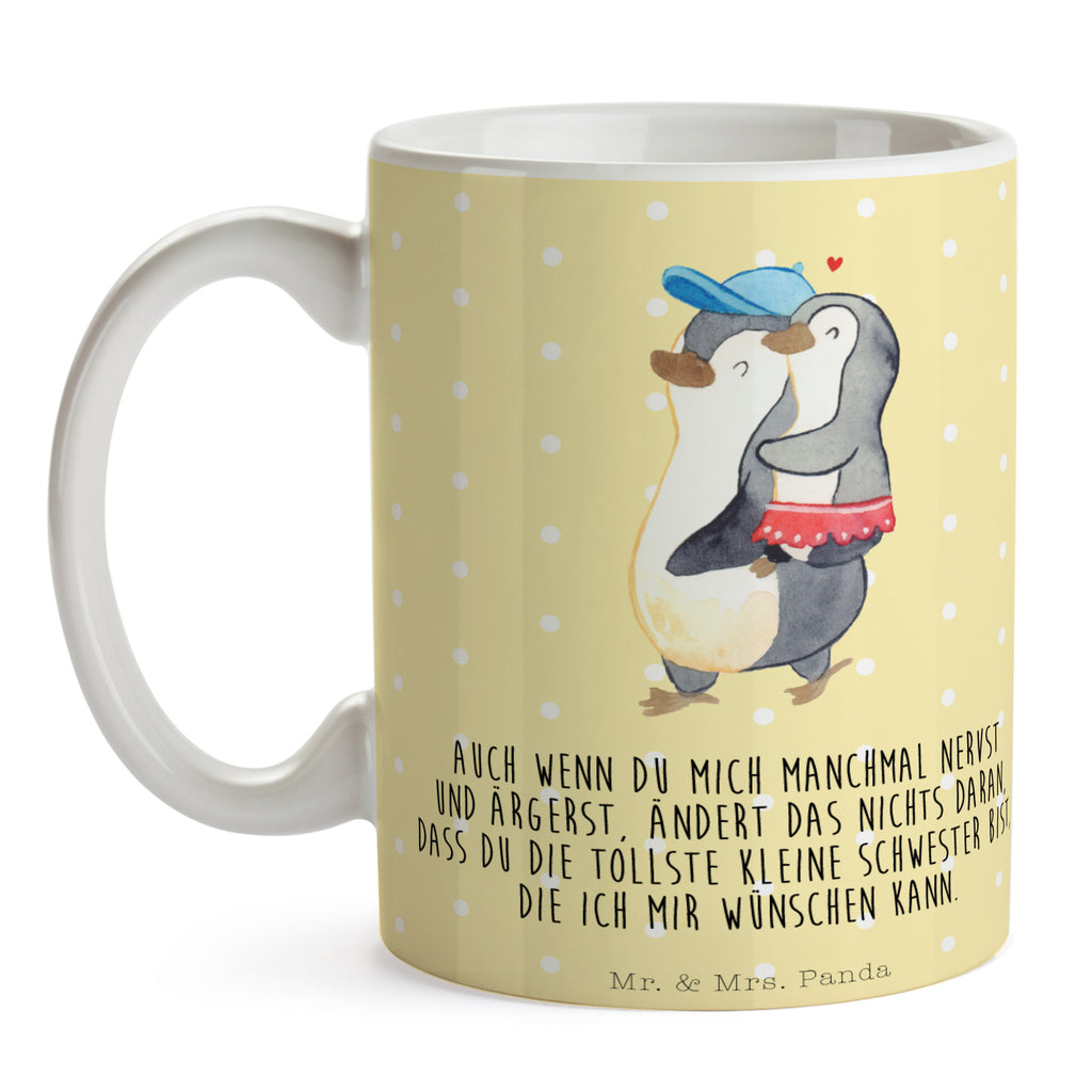 Tasse Pinguin Kleine Schwester  Becher, Kaffeetasse, Kaffeebecher, Tee, Frühstück, Büro  Familie, Vatertag, Muttertag, Bruder, Schwester, Mama, Papa, Oma, Opa