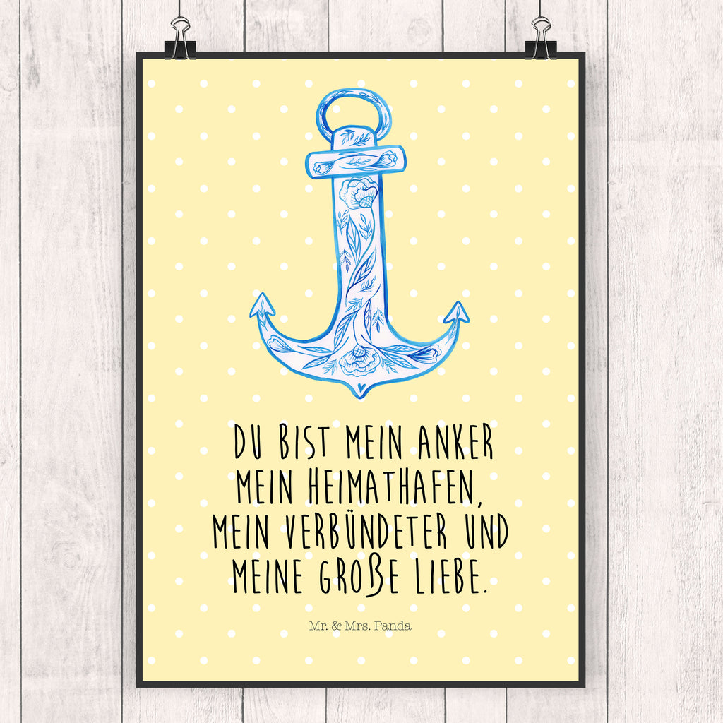 Poster Anker Blau Poster, Wandposter, Bild, Wanddeko, Küchenposter, Kinderposter, Wanddeko Bild, Raumdekoration, Wanddekoration, Handgemaltes Poster, Mr. & Mrs. Panda Poster, Designposter, Kunstdruck, Posterdruck, Tiermotive, Gute Laune, lustige Sprüche, Tiere