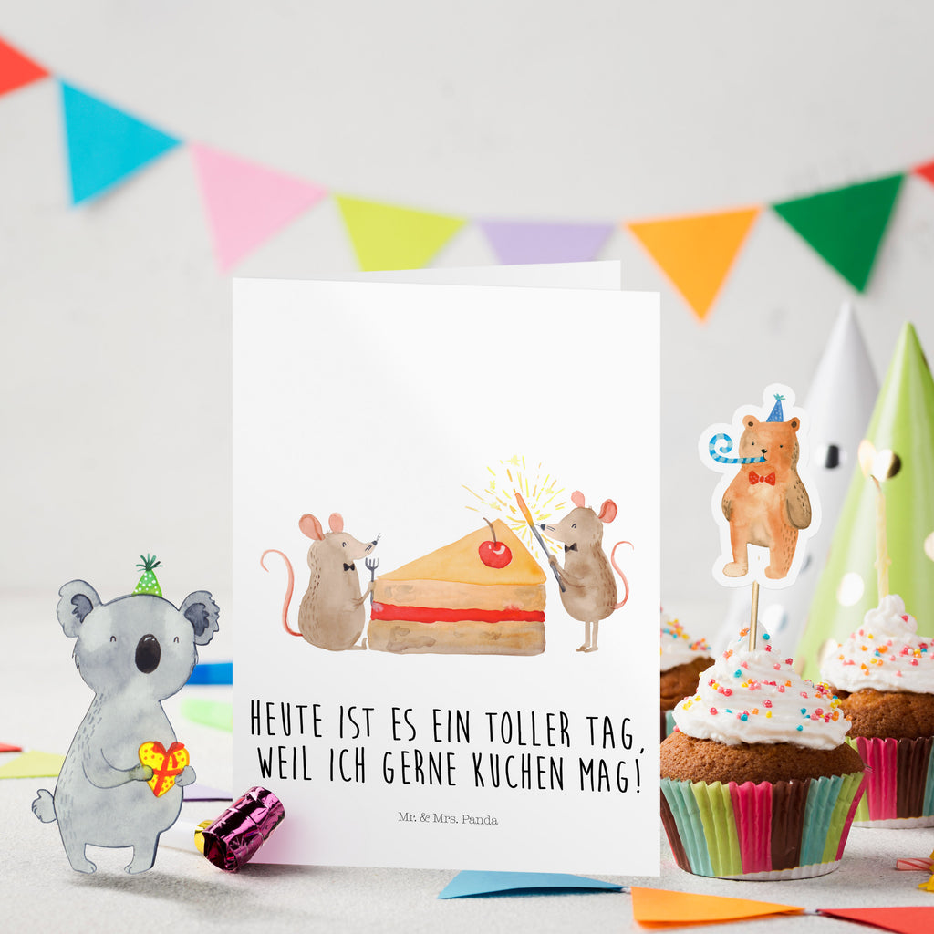 Geburtstagskarte Mäuse Kuchen Grusskarte, Klappkarte, Einladungskarte, Glückwunschkarte, Hochzeitskarte, Geburtstagskarte, Geburtstag, Geburtstagsgeschenk, Geschenk, Kuchen, Maus, Mäuse, Party, Leben, Glück